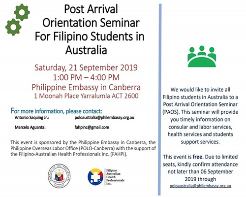 Inviting All Filipino Students in Australia 2019